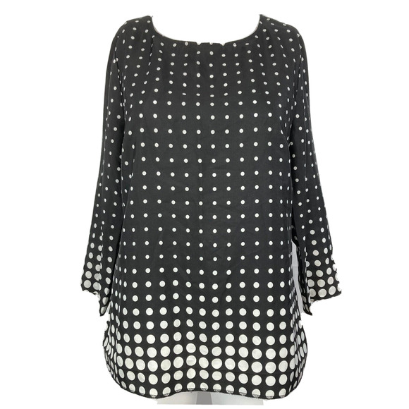 J. Crew Shirt Womens Sz XS Black White Polka Dot Blouse Long Sleeve Lightweight - Picture 1 of 9